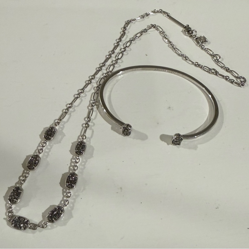 Kendra Scott Emilie Link Strand & Cuff Bracelet - Rhodium Platinum Drusy